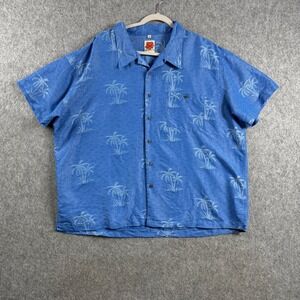 Banana Split Mens XXL Blue Palm Tree Jacquard Short Sleeve Hawaiian Shirt